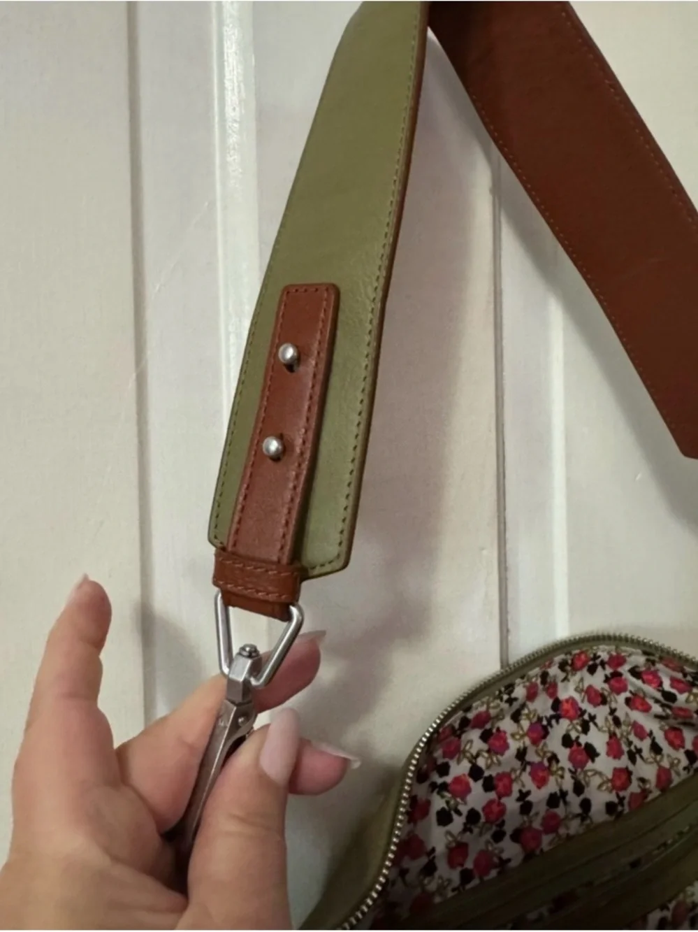 Vera Bradley Olive Green Leather Shoulder Bag with Matching Wallet